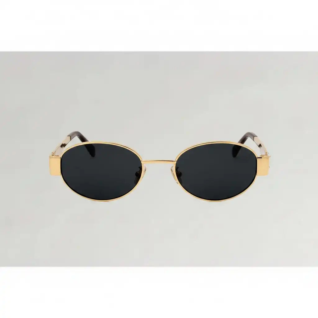 Luxury Triomphe-Style Oval Sunglasses for Unisex in Pakistan – Premium Gold Metal Frame