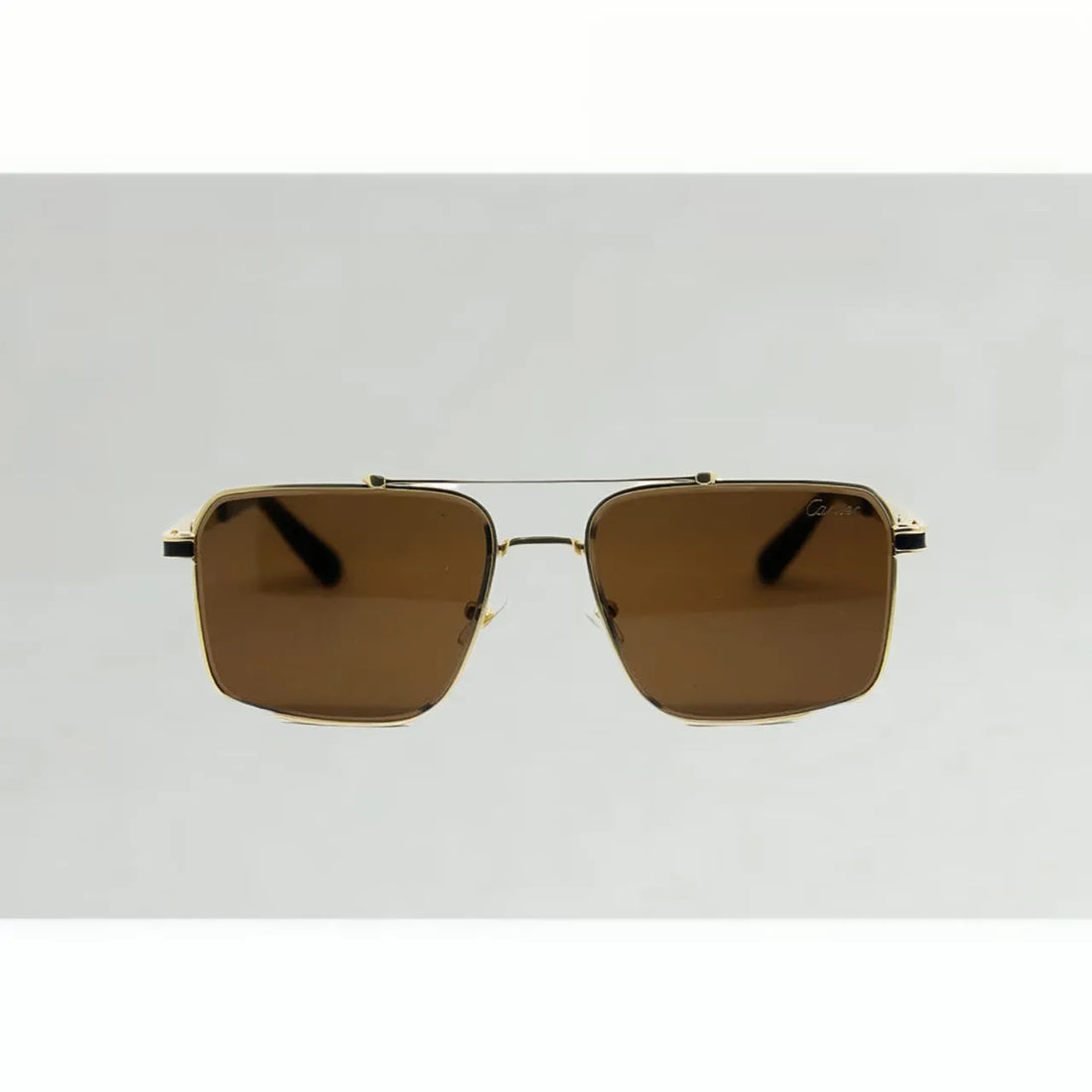 Luxury Square Sunglasses for Men in Pakistan – Gold Metal Frame & Brown Glass Lenses