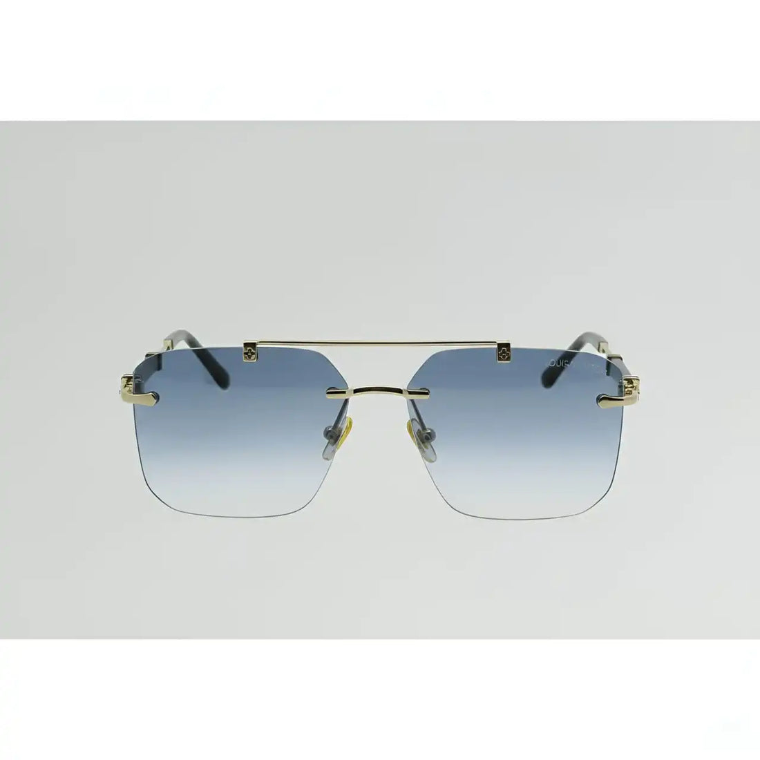 3152 Wide Rimless Rectangle Sunglasses in Pakistan – Silver Metal Double Bridge Frame