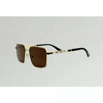 Luxury Square Sunglasses for Men in Pakistan – Gold Metal Frame & Brown Glass Lenses