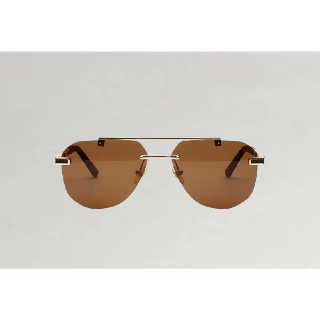 Luxury Rimless Aviator Sunglasses for Men in Pakistan – Brown Lens, Gold Bridge