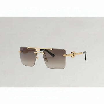 Luxury Rimless Square Sunglasses for Men in Pakistan – Gold Metal Frame, Gradient Lenses