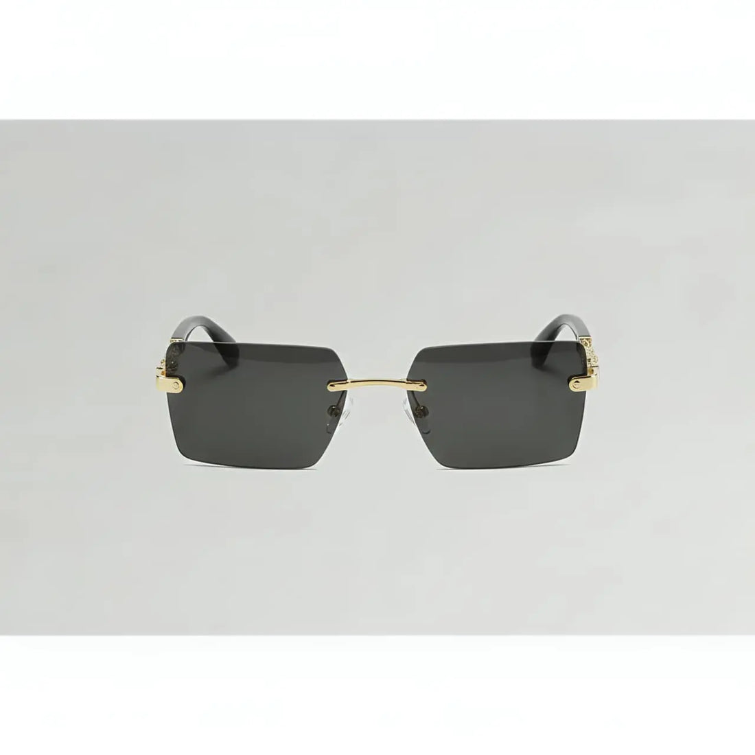 Rectangle Sunglasses for Men in Pakistan – Black Lenses, Gold Metal Frame with Lizard Texture