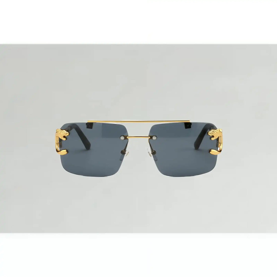Luxury Rimless Panther Sunglasses for Men in Pakistan – Gold Metal Frame with Black Lenses