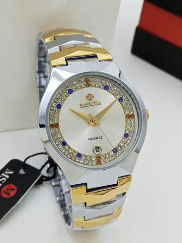 MSETA Men’s Luxury Two-Tone Quartz Watch in Pakistan – White Dial, Diamond-Style Markers