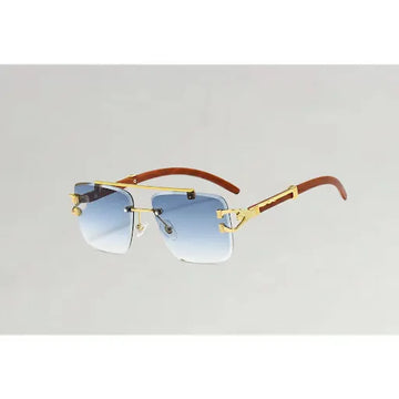 Panther-Style Rimless Blue Gradient Sunglasses for Men in Pakistan – Wood Temples