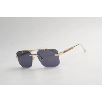 RM90 Extra Wide Double Bridge Rimless Rectangle Sunglasses in Pakistan – Golden Metal Frame