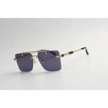 R96 Wide Rimless Square Sunglasses in Pakistan – Golden Metal Double Bridge Frame