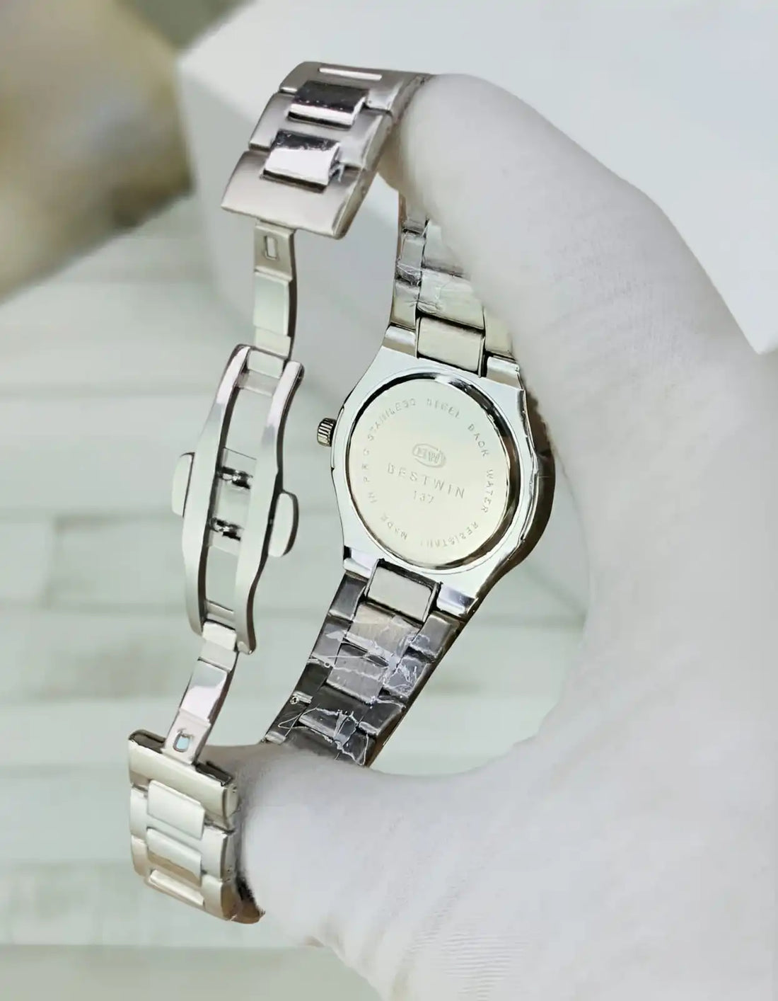 Bestwin Men’s Luxury Stainless Steel Watch in Pakistan – Black Textured Dial with Date Display