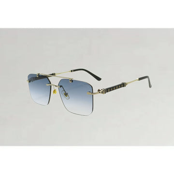 3152 Wide Rimless Rectangle Sunglasses in Pakistan – Silver Metal Double Bridge Frame