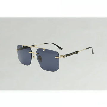 3152 Wide Rimless Rectangle Sunglasses in Pakistan – Double Bridge Golden Metal Frame