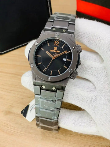 Reward Men’s Luxury Full Black Stainless Steel Watch in Pakistan – Black Dial with Date Display