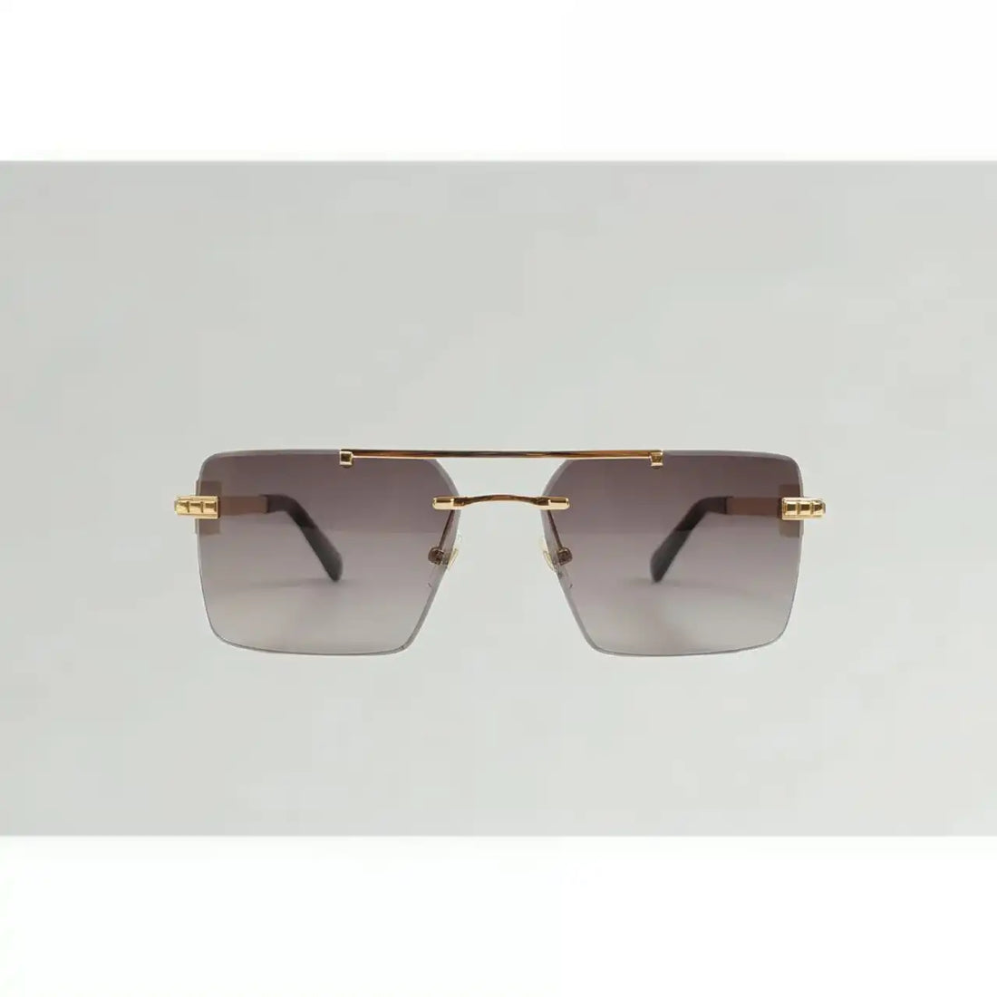 Luxury Rimless Square Sunglasses for Men in Pakistan – Gold Metal Frame, Gradient Lenses