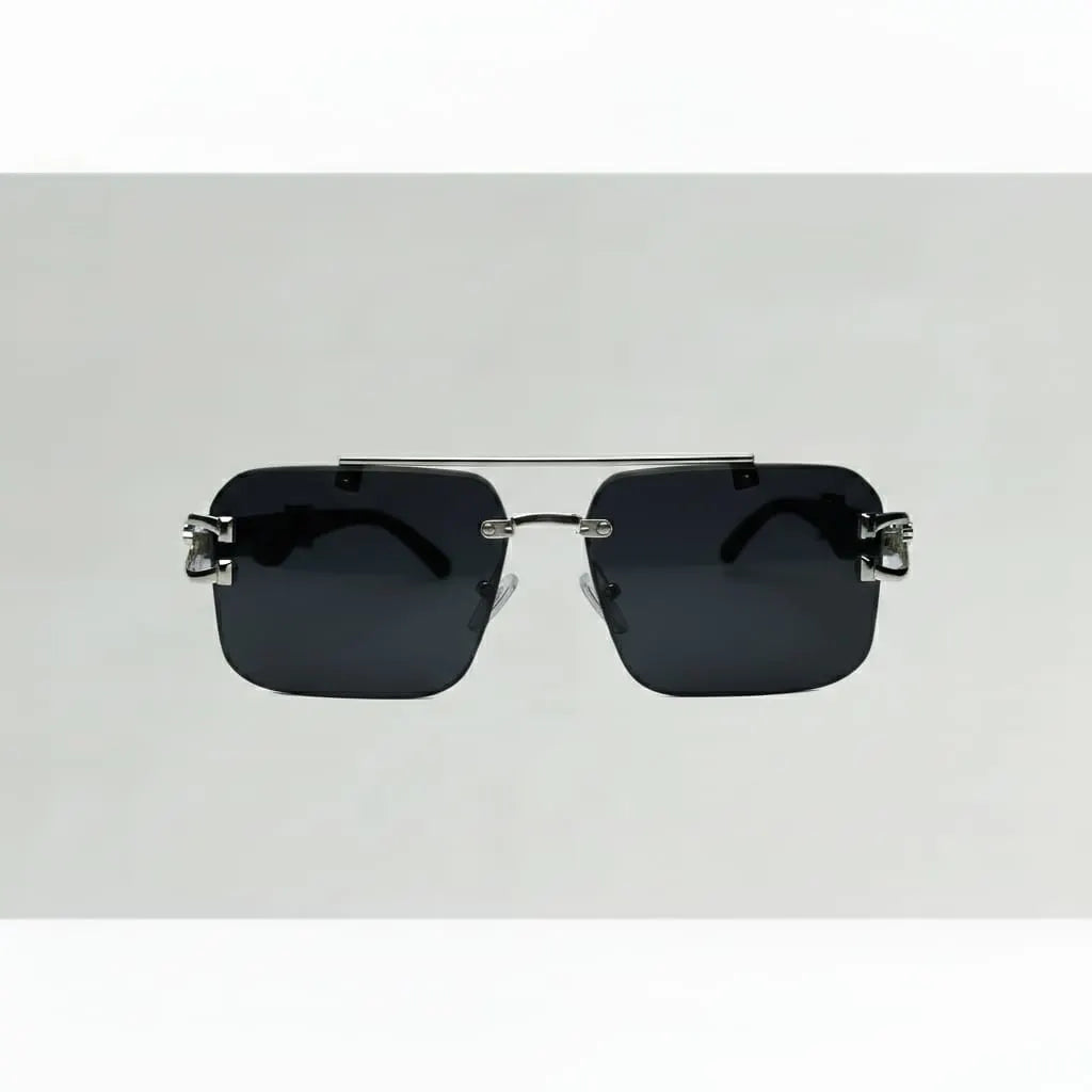 Luxury Black Panther Edition Rimless Sunglasses for Men in Pakistan – Full Black Stealth Design